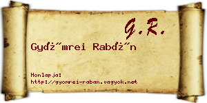 Gyömrei Rabán névjegykártya